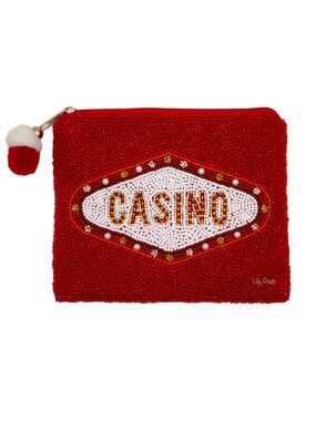Casino Coin Purse, Red Beaded Bag, Las Vegas Vacation